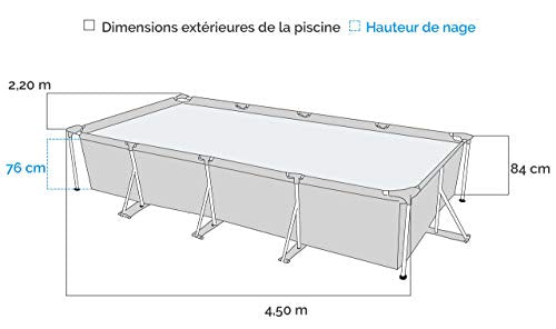 Piscina desmontable tubular, 450 x 220 x 84 cm,【7127 litros】 Small Frame. 28273NP. Intex