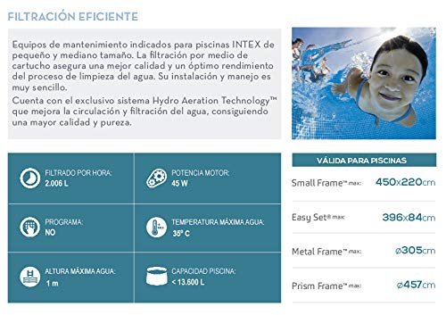 Filtración eficiente de Depuradora cartucho Filtros tipo A, 2006 L/h. 28604. INTEX-2