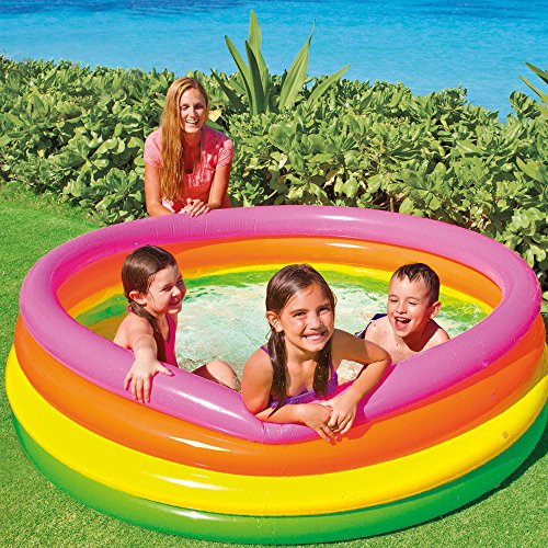 Intex 56441NP - Piscina hinchable 4 aros colores 168 x 46 cm,780 litros. Ambiente en jardin
