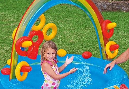 Intex 57453NP - Centro juegos hinchable arcoiris 297 x 193 x 135 cm, 206 y 175 litros