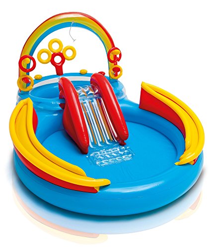 Intex 57453NP - Centro juegos hinchable arcoiris 297 x 193 x 135 cm, 206 y 175 litros