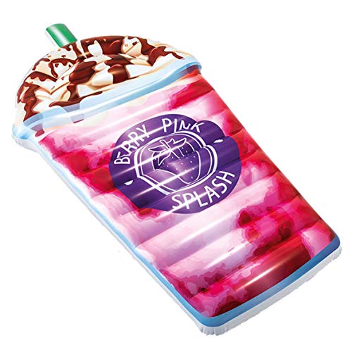 Una colchoneta gigante de 107x198 cm con forma de batido de helado de fresa y chocolate con imagen fotorrealista