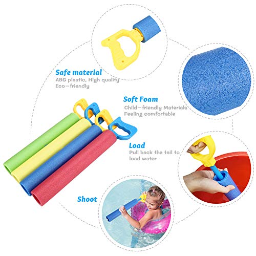 Pistola de Agua de Espuma EVA Infantil para Batalla de Agua en Playa o Piscina (4 piezas - Cuatro Colores) Joylink