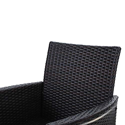 Detalle de rattán del respaldo de silla del Juego de 2 sillas Fabricadas en Polyrattan y Estructura de Acero, para jardín y balcón Impermeable. PHIVILLA