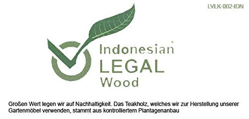 Columpio de jardín de 2 plazas de Madera de Teca Maciza, Ideal para jardín y terraza, Junado Susana. 120 cm. Vista frontal. Certificado de plantación controlada de teca. Sam