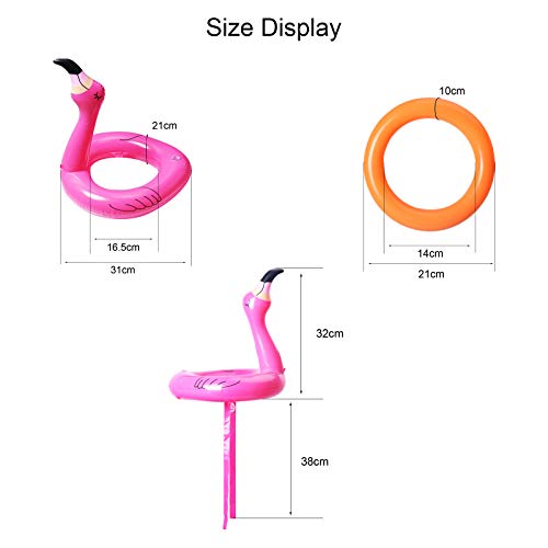 Juego de Flamenco Inflable  de Lanzamiento de Anillos con 12 Anillas y 2 Flamenco para Fiesta en la Piscina.  14PCS - KATOOM