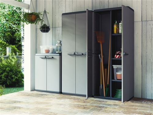 Armario bajo gris de 1 balda, para garage, porche, trastero o sótano, Ref. 9727000. Keter | maxjardin