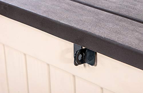 Banco Arcón Exterior Eden Garden Bench, Capacidad 265 litros, Color Marrón y Beige. Keter