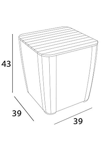Conjunto de terraza o balcón Iowa con mesa Luzon y cojines incluidos, Grafito.. Medidas de mesita.  Keter
