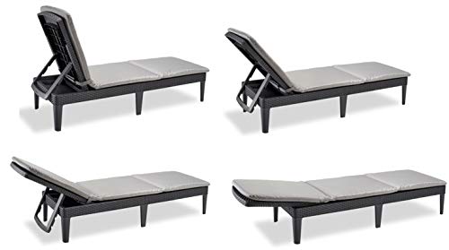 Tumbona Keter Jaipur color grafito con almohadas gris perla. Posiciones