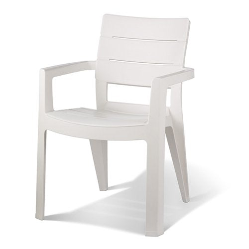 Silla de jardín exterior apilable Ibiza, Color blanco. Keter