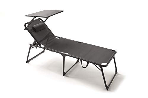 Tumbona Plegable Multiposiciones Playa/Camping, ExtraGrande XL, Gris Antracita, Relax. KG KitGarden