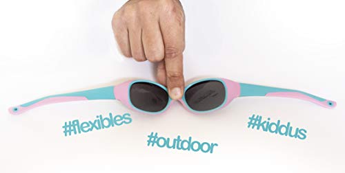 Material superflexible de las Gafas de Sol SUPER FLEXIBLES de GOMA infantiles desde 2 Años. Sin BPA. Irrompibles. Banda Ajustable y Extraíble. Protección UV400 Y UVB. OUTDOOR. Kiddus