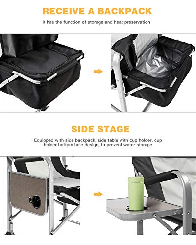 Características de la Silla de director plegable de acero con bolsa de enfriamiento y mesa auxiliar. KingCamp