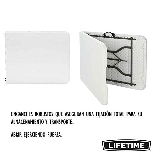 Cierre y apertura fáciles de la Mesa plegable en maleta multiusos resistente 184 x 76 x 73,5 cm UV100. 80471 LIFETIME