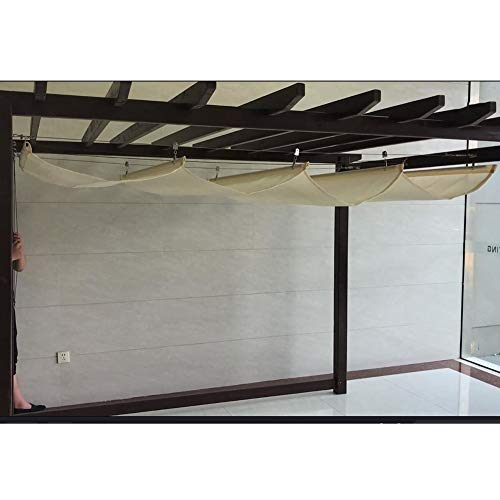 Vista lateral de una pérgola de madera con un Toldo Vela Retráctil Cubierta De Pérgola, Polietileno, Protección UV. LJIANW-ambiente-1