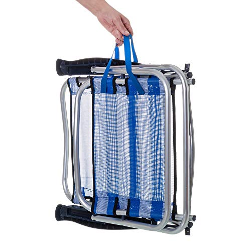 Aasa de transporte del Pack de 2 sillas de Playa Convertibles en Cama de Aluminio y textileno (Azul Marino). LOLAhome