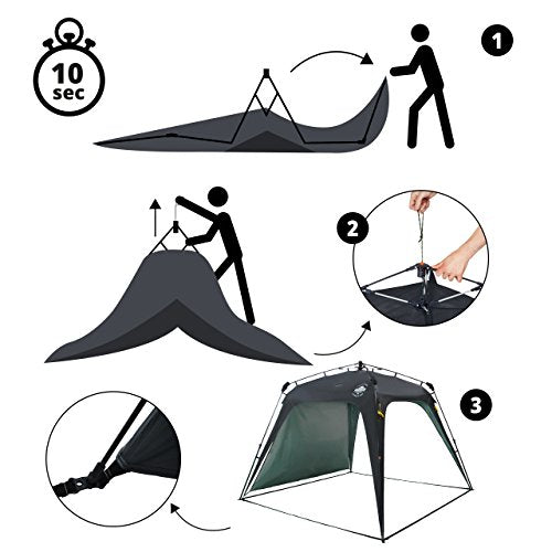 Carpa automontable en 10 segundos para camping o festival de Lumaland. Secuencia de montaje. 