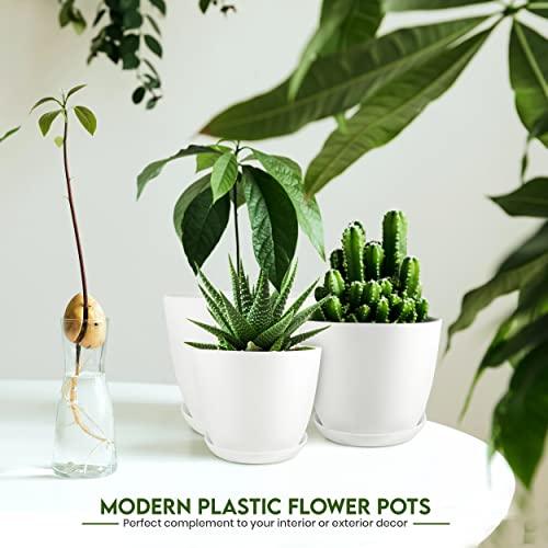 plantas en macetas de plastico ➜ Macetas Pack x5 para Plantas de Interior y Flores con Drenaje – maxjardin