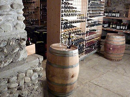 Decoración con la mesa Barril mesa en madera de roble con 225 litros, natural (con fijación de anillos). Temesso | maxjardin