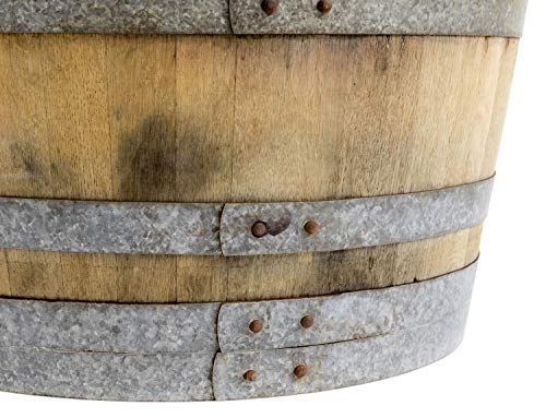 Detalle inferior de la mesa Barril mesa en madera de roble con 225 litros, natural (con fijación de anillos). Temesso | maxjardin