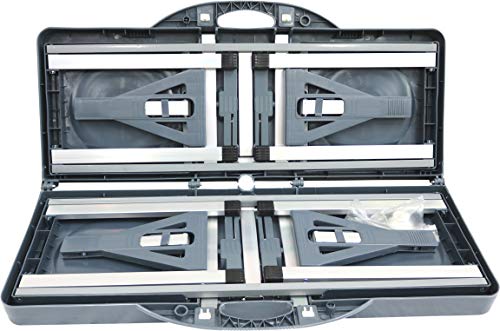 Plegado en maleta de la Mesa plegable con 4 asientos plegable en maleta para acampada, color gris.