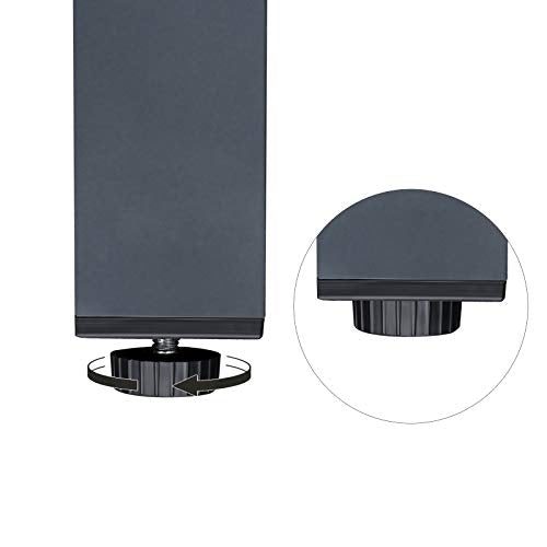 Detalle de ajuste de altura de pata de la Mesa Cuadrada de Jardín o Patio para Picnic al Aire Libre, con Tapa de Cristal Templado y Marco de Aluminio, 85 x 85 x 73 cm, Gris GPT08GY. SONGMICS