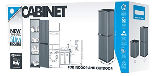 Ficha del Armario alto y estrecho con 3 baldas Gris, 34 x 39,5 x 168 cm. 7813C04. Mongardi