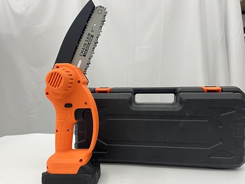 Vista de perfil de motosierra manual con caja de herramientas XIAZIR