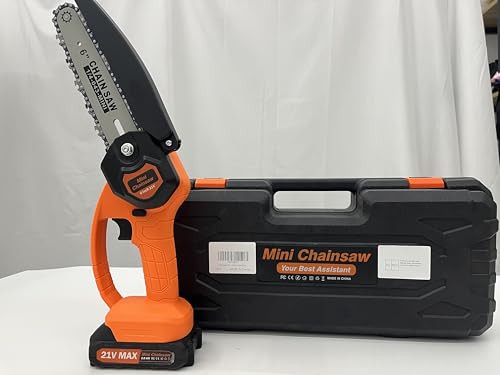 Vista de perfil de motosierra manual con caja de herramientas XIAZIR