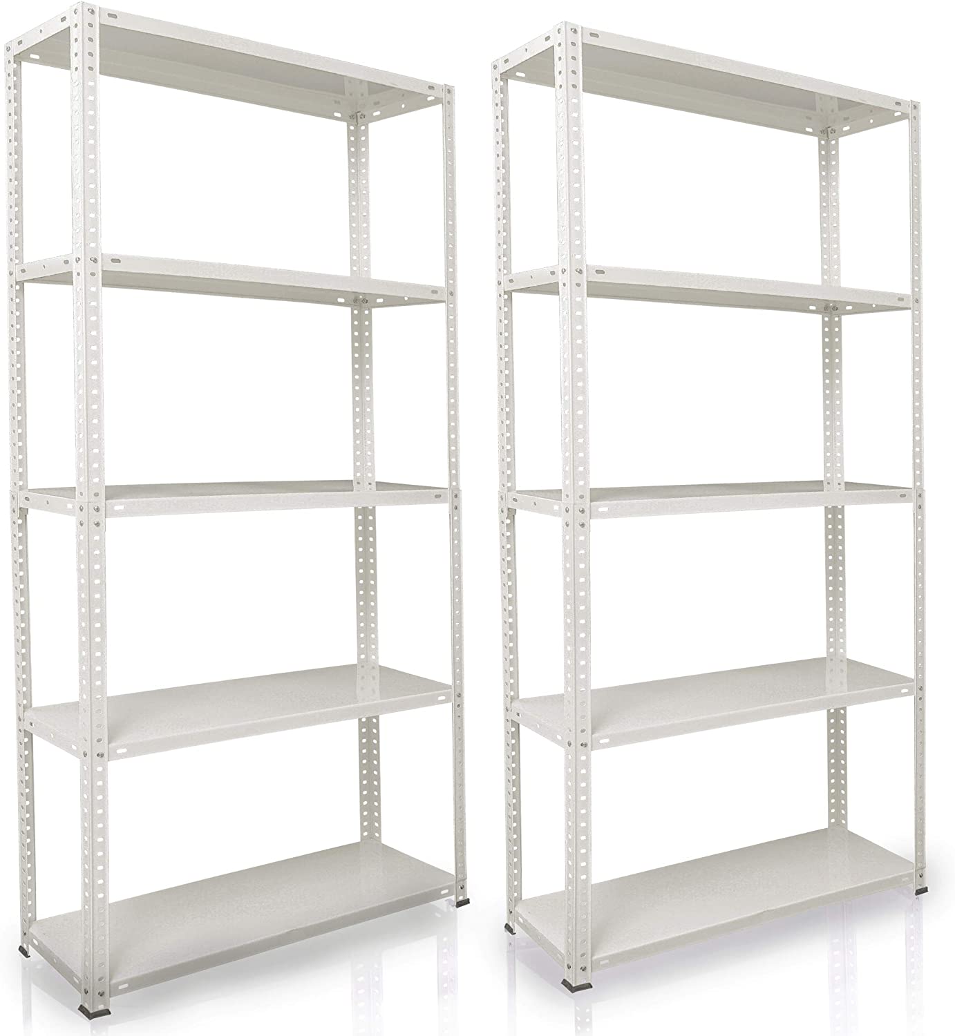 Pack 2 Estantes de almacenamiento para el sótano, taller o garaje práctico y versátil 180x90x30 cm Blancas PACK-EST180GR. NAWA Home & Work