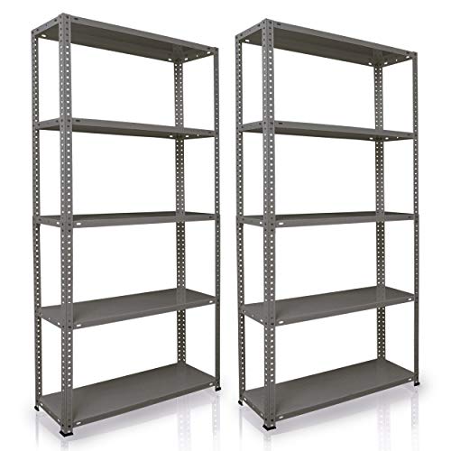 Estantes de almacenamiento, pack de 2 estanterías para el sótano/estantería para taller/estantería para garaje, estantería práctica y versátil (180x90x30Grey) PACK-EST180GR. NAWA Home & Work | maxjardin