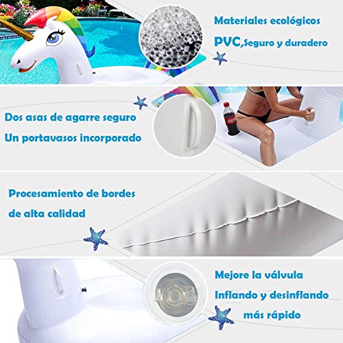 Unicornio Inflable gigante para Adultos y Niños para Piscina. NEWYANG