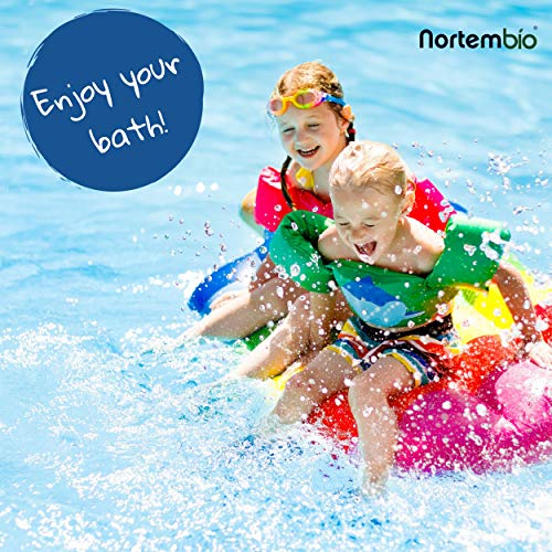 Vista de niños en piscina. Elevador Natural pH+ para Piscina y SPA. Mejora la Calidad del Agua, Beneficioso para la Salud. 1,4 Kg. Nortembio
