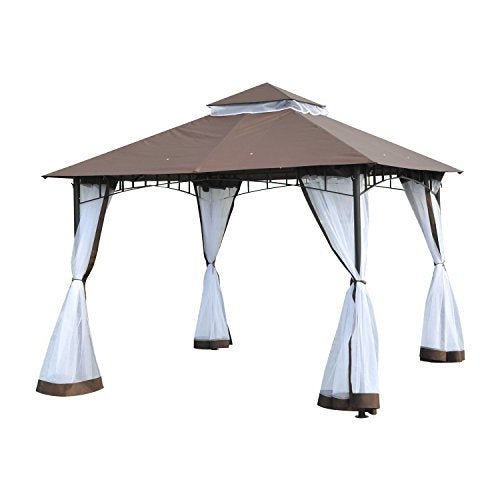 Carpa Color Café de 3x3m Elegante con Mosquitera. Techo con Ventilación. Vista general. Outsunny