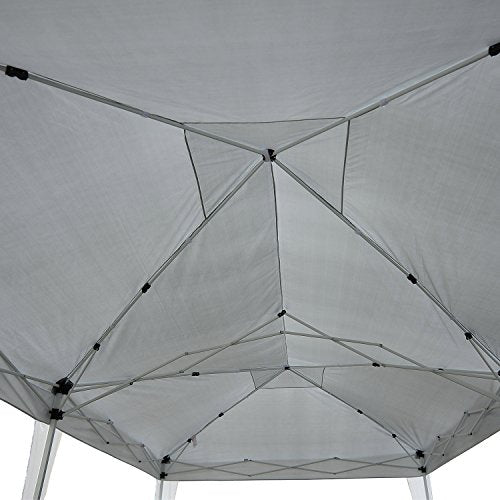 Carpa Plegable en Acordeon 4 Paneles Laterales 2 Cortinas +Bolsa Transporte 5,91x2,97x2,55 m Blanco. Detalle de estructura desde interior. Outsunny