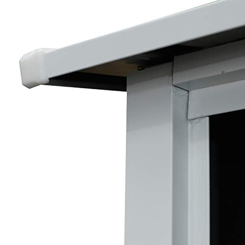 Detalle del techo del Cobertizo Caseta de jardín de Acero Galvanizado para Herramientas con una Puerta 143x89x186cm. Outsunny