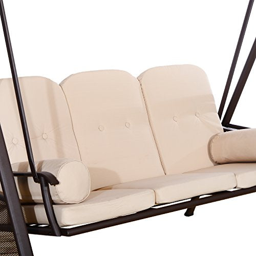 Balancín columpio para Terraza Patio Balcón Acero Beige. Vista de asientos. Outsunny
