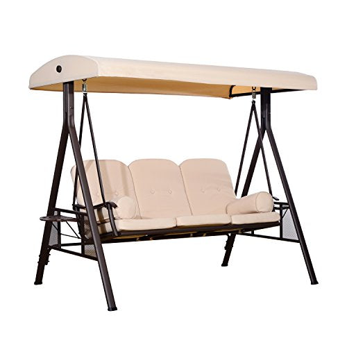 Balancín columpio para Terraza Patio Balcón Acero Beige. Vista general. Outsunny