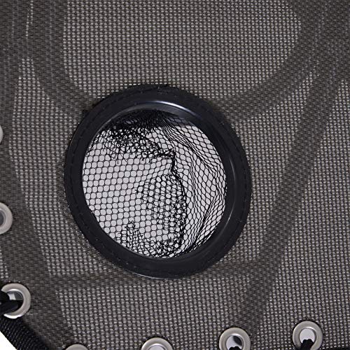 Conjunto de 1 Mesa y 2 Tumbonas Set Exteriores Plegable y Portátil para Jardín Playa Relajante con Respaldo Reclinable Textilene Acero Gris. Detalle de posavasos.  Outsunny