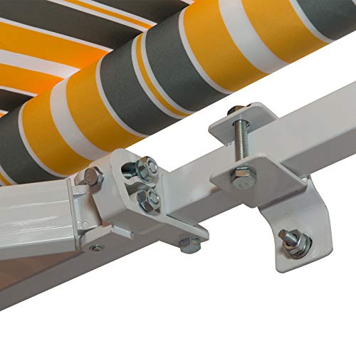 Detalle de estructura del Toldo de Aluminio Plegable para Balcón Patio Terraza Resistente al Agua Protección Solar UV para Jardín Exterior 3.5x2.5m Aluminio Acero Tela de Poliéster. Con Manivela. Outsunny