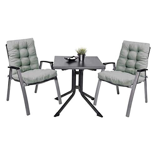 Pack 2 Cojines Cómodos con Respaldo para mecedoras, bancos terraza o silla en Interior y Exterior.  (Gris). LEMON TREE 