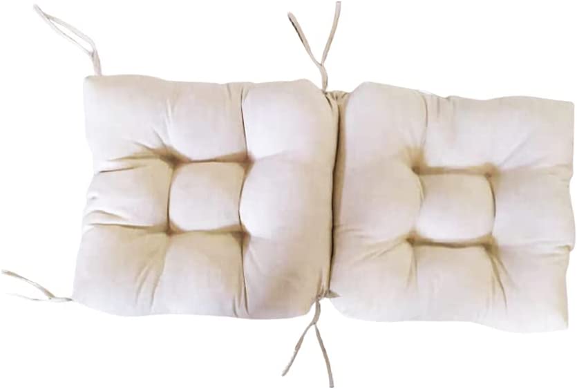 Vista frontal cenital del Pack 2 Cojines Cómodos con Respaldo para mecedoras, bancos terraza o silla en Interior y Exterior. LEMON TREE