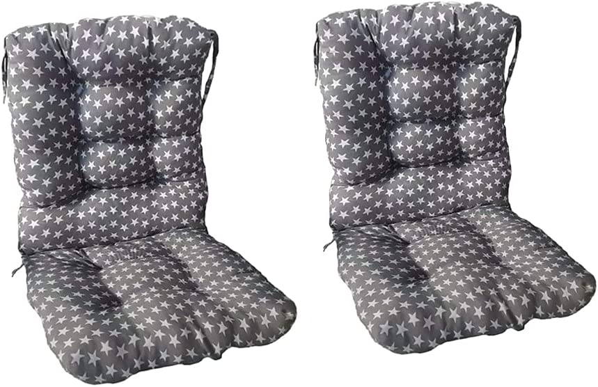 Conjunto de color gris con estrellas del Pack 2 Cojines Cómodos con Respaldo para mecedoras, bancos terraza o silla en Interior y Exterior. LEMON TREE