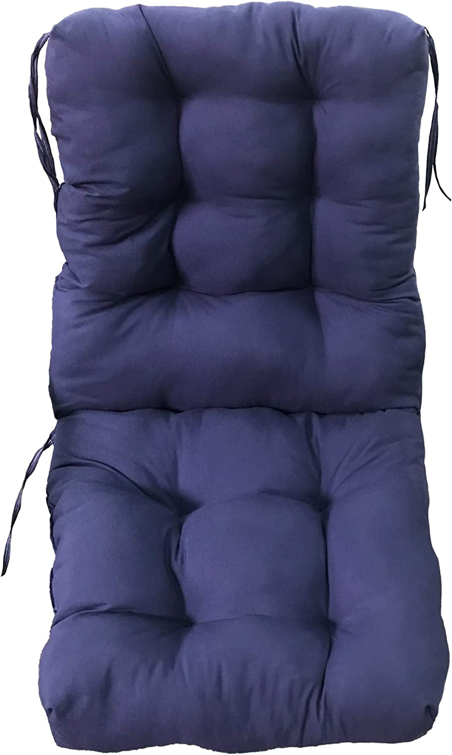 Vista frontal del modelo azul del Pack 2 Cojines con Respaldo Acolchados para Sillas de Interior y Exterior (Beige). Cisne 2013