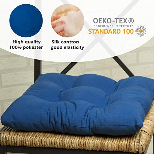 Calidad de tejidos con certificado OEKO TEX del Pack 6 Cojines Asiento 38x38cm, Funda Polyester, Relleno Fibra, Cómodos, Resistentes, Fácil de Limpiar Azul. BCASE