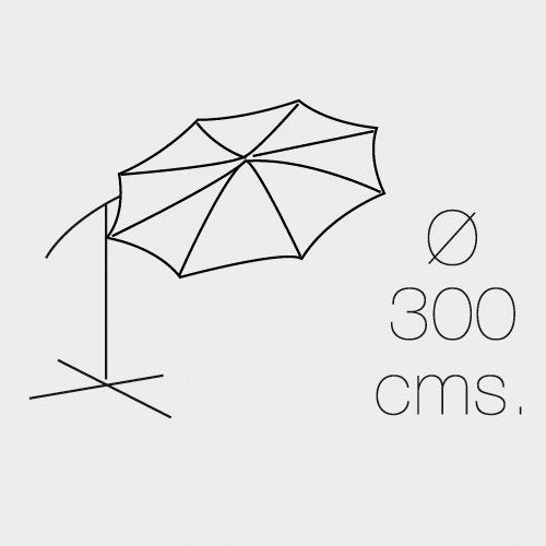 Diámetro de la Sombrilla excéntrica de Jardín Ø 3 Metros con Pie Lateral. 8091059. PAPILLON