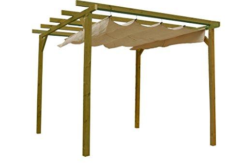 Vista general de Pérgola de Madera tratada con toldo corredero: 270x270x254 cm. AD servicios | maxjardin