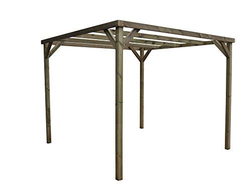 Vista general de la Pérgola Rústica de Madera tratada de 240x240x240 cm. Hecha en España por AD servicios