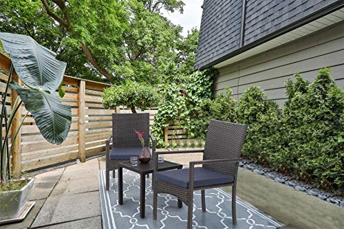 Vista en patio de Juego de 2 sillas de jardín con cojín Estructura de Acero estilo de ratán para Exteriores Impermeable a Prueba de óxido. PHIVILLA